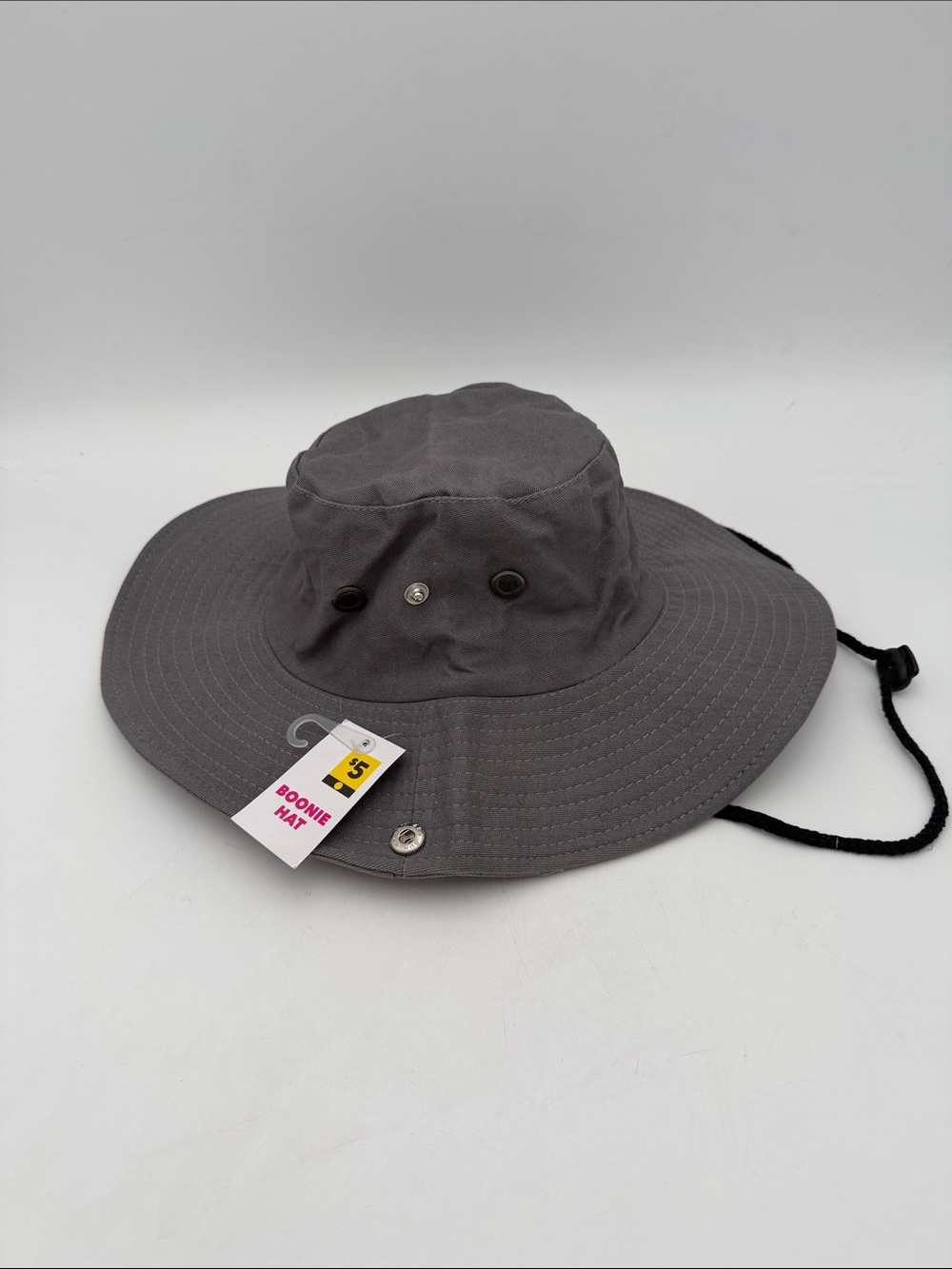 Gray Boonie Sun Hat with Chin Strap